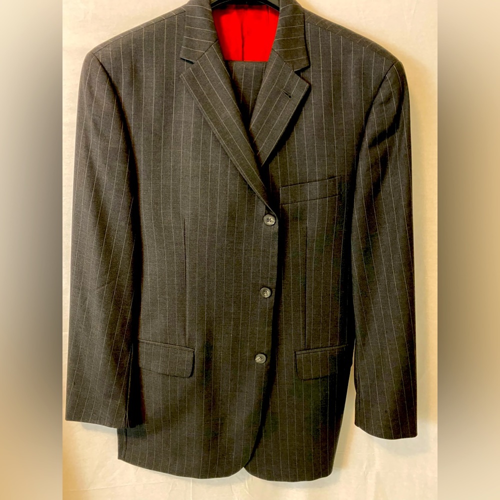 KENNETH COLE - mens blk pinstripe 2pc suit